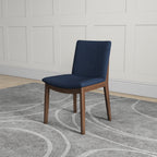 Laura Blue Linen Solid Wood Dining Chair Set of 2