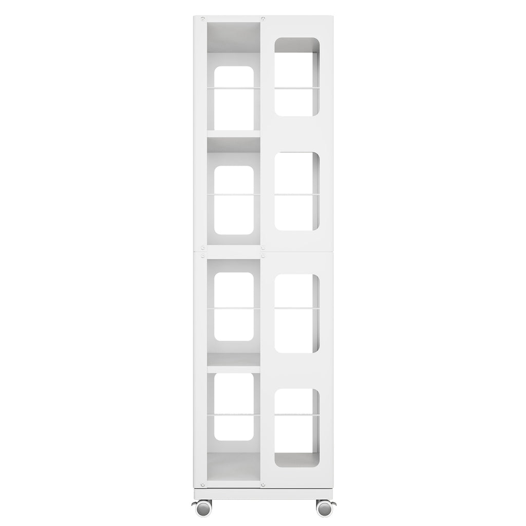 4-Tier All-Steel Rotating Bookshelf with 360° Wheels