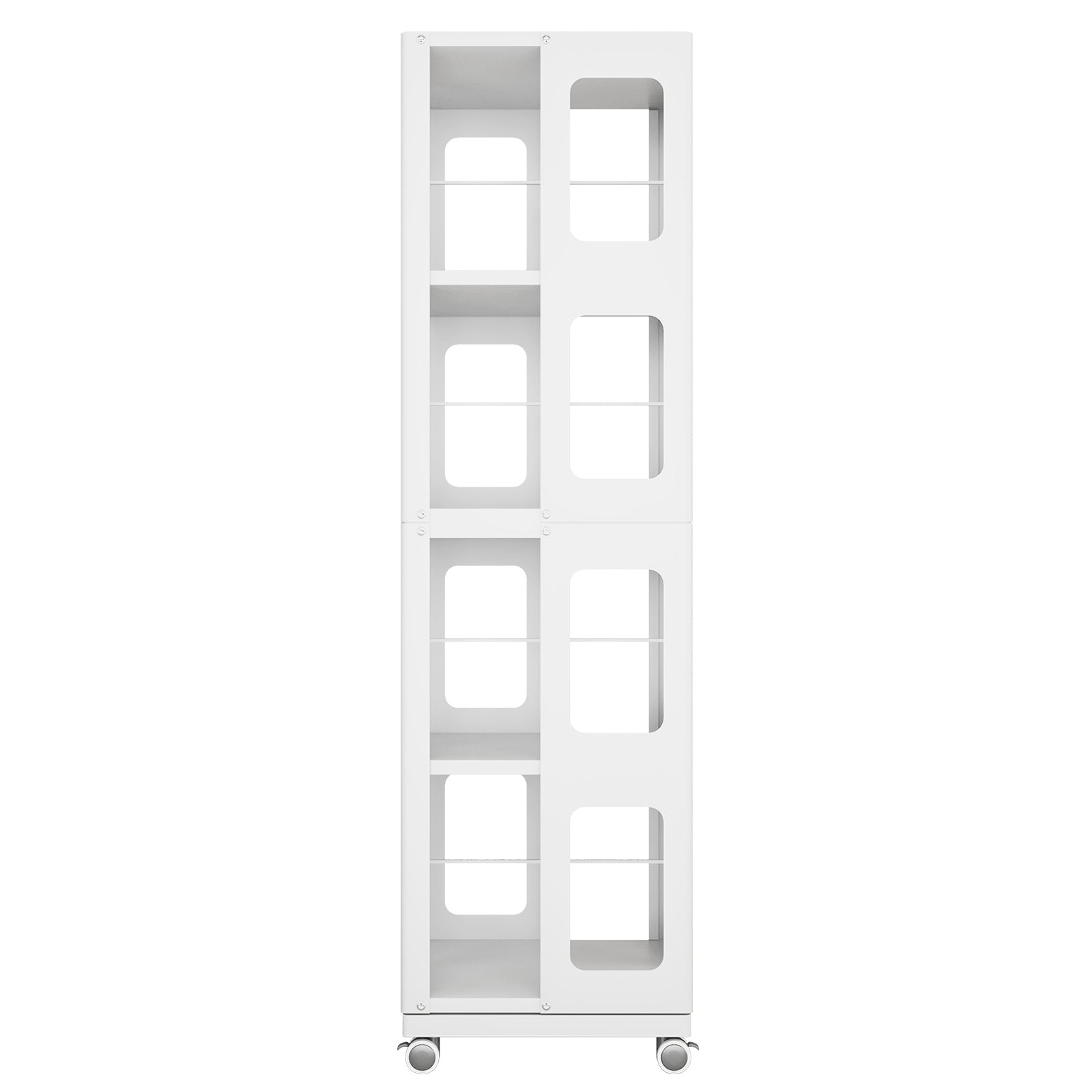4-Tier All-Steel Rotating Bookshelf with 360° Wheels