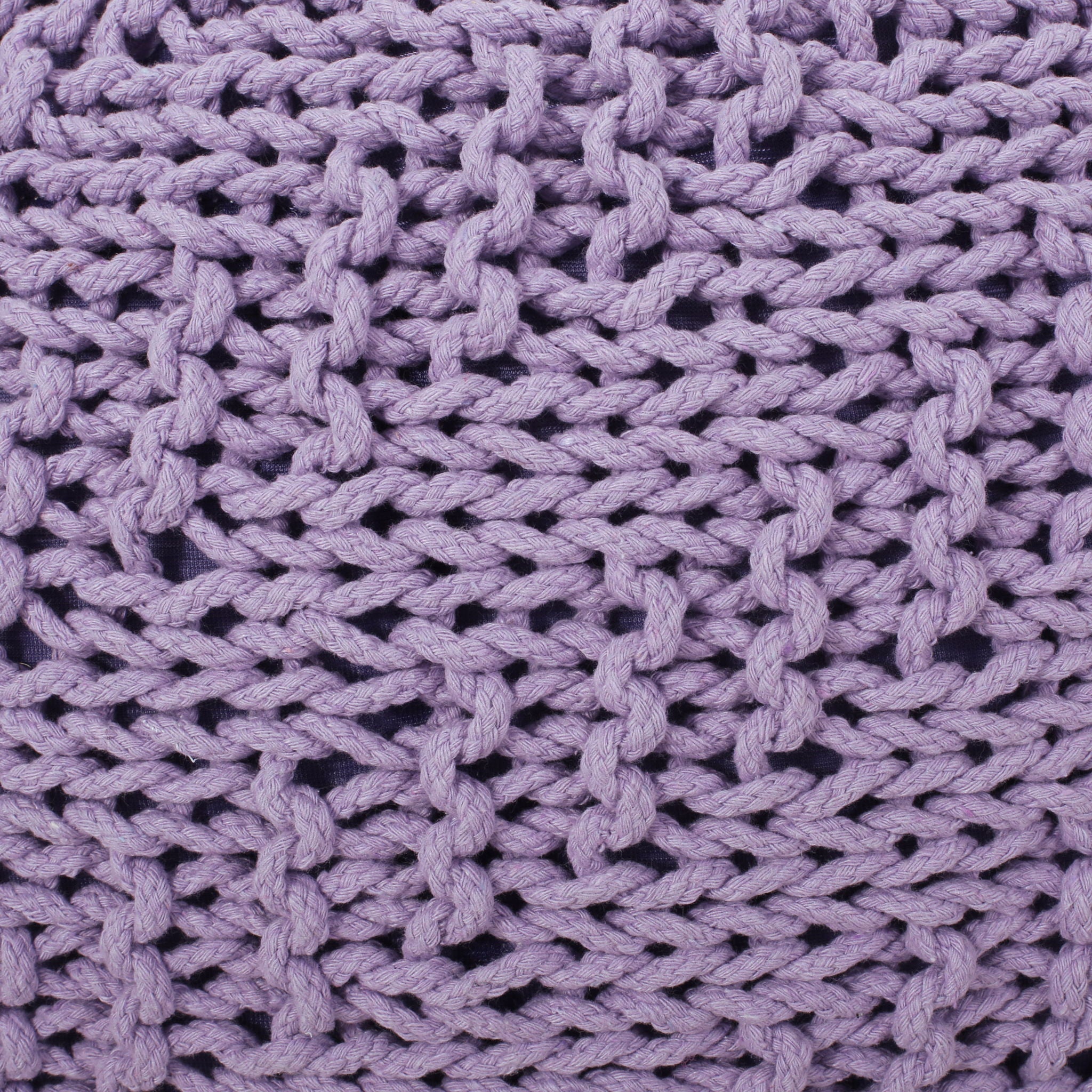 Bordeaux Knitted Cotton Round Pouf Ottoman