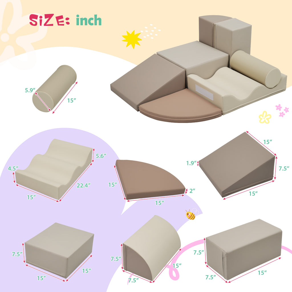 7-Piece Indoor Climbing Foam Set, Soft PU Toddler Play Toys, Colorful