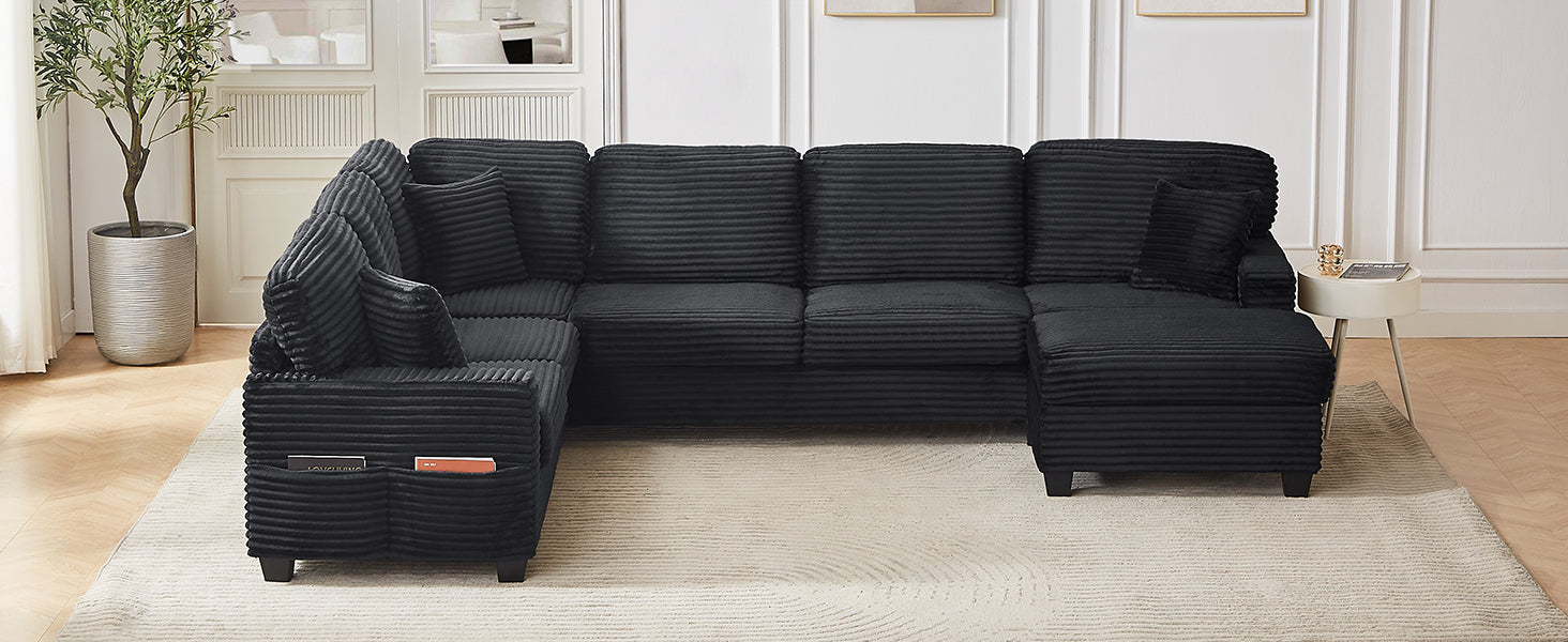 Sectional Sofa U-shaped Sectional with Movable Ottoman