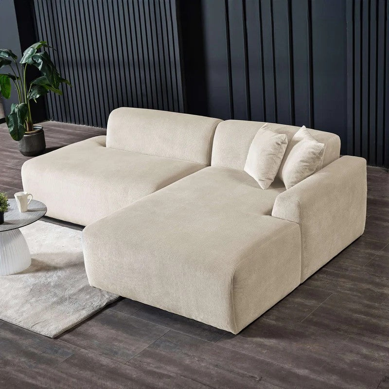 Mar Sectional, 6-Seat, 101-Inch, Beige Velvet