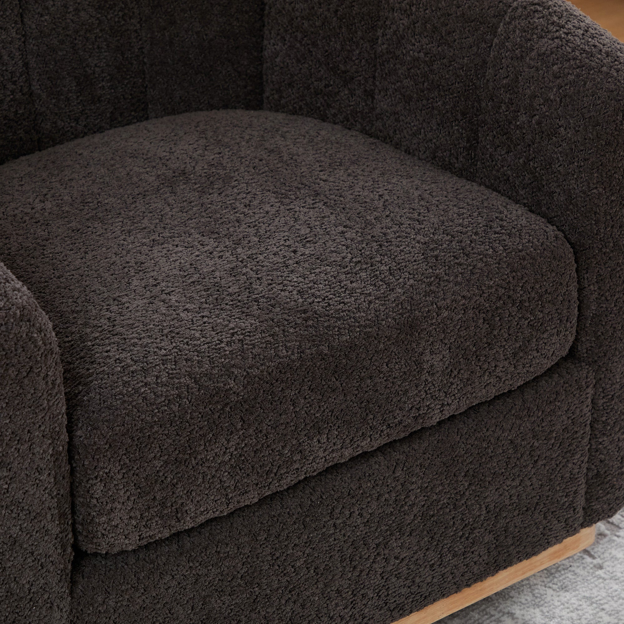 31.89" Wide Modern Chenille Cushioned Metal Base 360° Swivel Chair