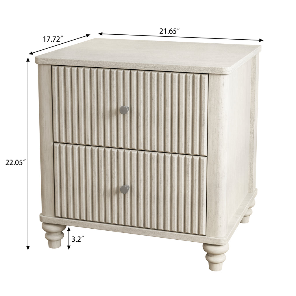 Fluted Nightstand 2-Piece Set