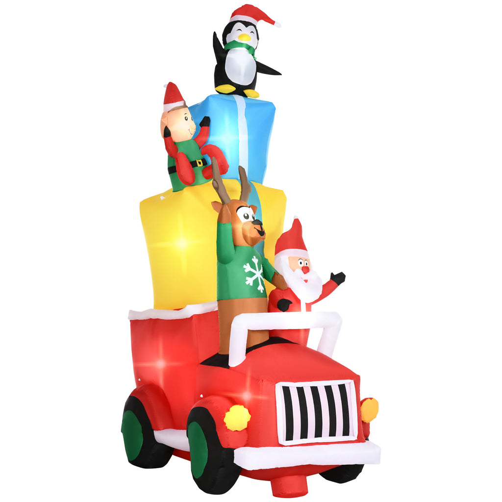 Outsunny 9ft Christmas Inflatable Santa Claus with Gift Car