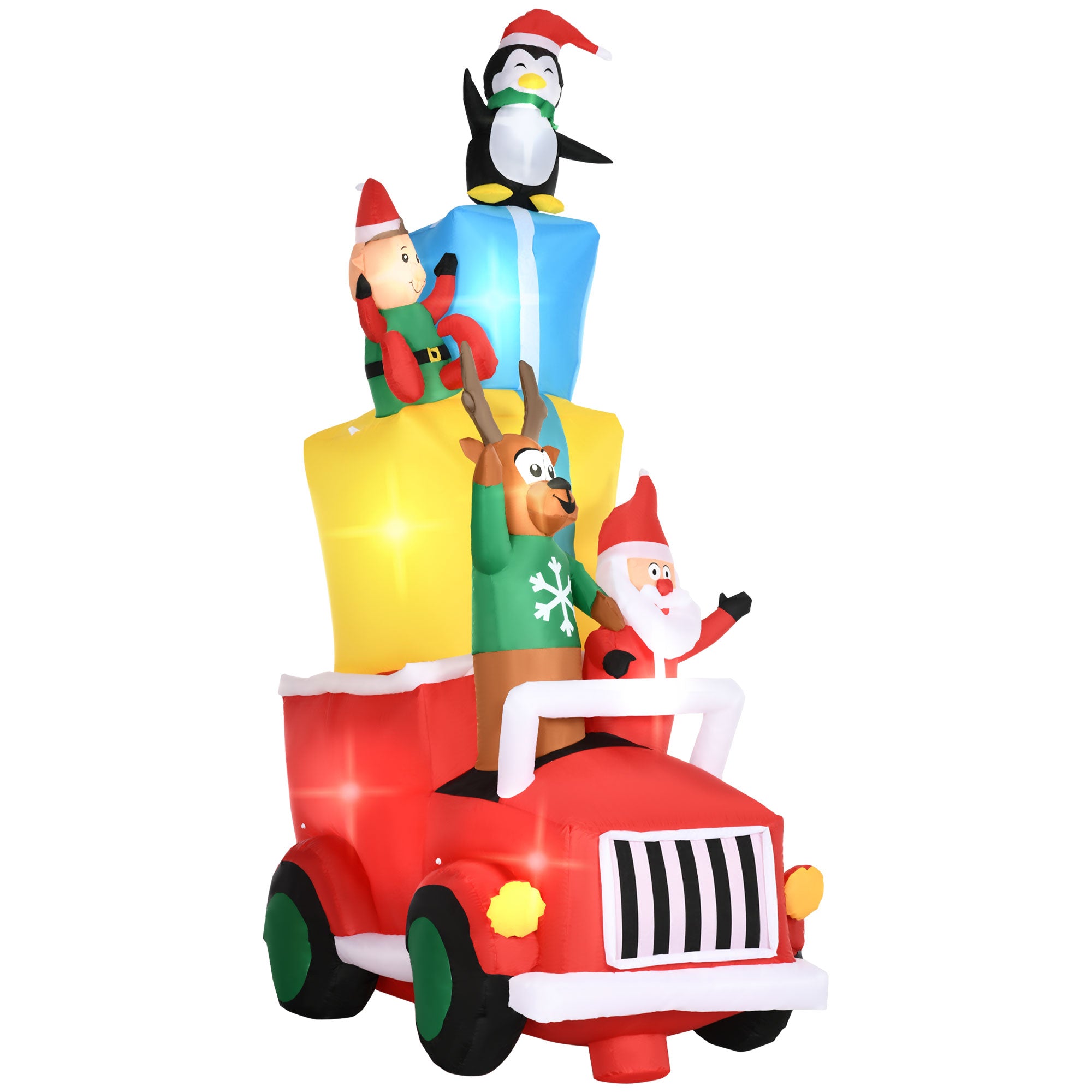 Outsunny 9ft Christmas Inflatable Santa Claus with Gift Car
