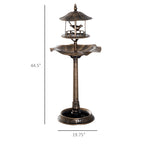 Outsunny 3-in-1 Garden Bird Bath Bowl Pedestal with Feeder