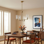 Enigma Four Lights Chandelier With Clear Ribbed Glass - Satin