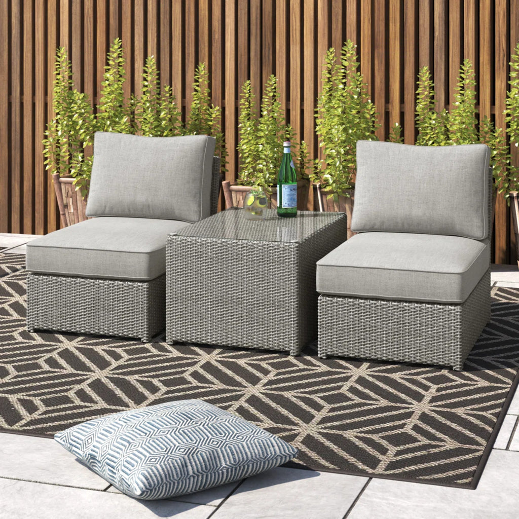 Fully Assembled 2-Piece Wicker Outdoor Seating Set with Cushions