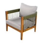 Set of 2 Acacia Wood Outdoor Club Chair with Handwoven Rope Accents