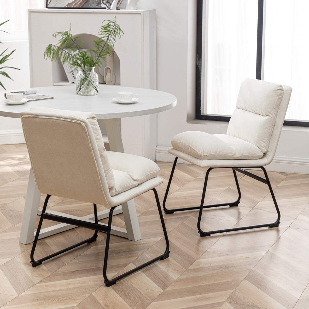 Innes 5-Piece Round Dining Set, Trestle Dining Table with 4 Stylish Chairs, Vanilla