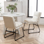 Innes 5-Piece Round Dining Set, Trestle Dining Table with 4 Stylish Chairs, Vanilla