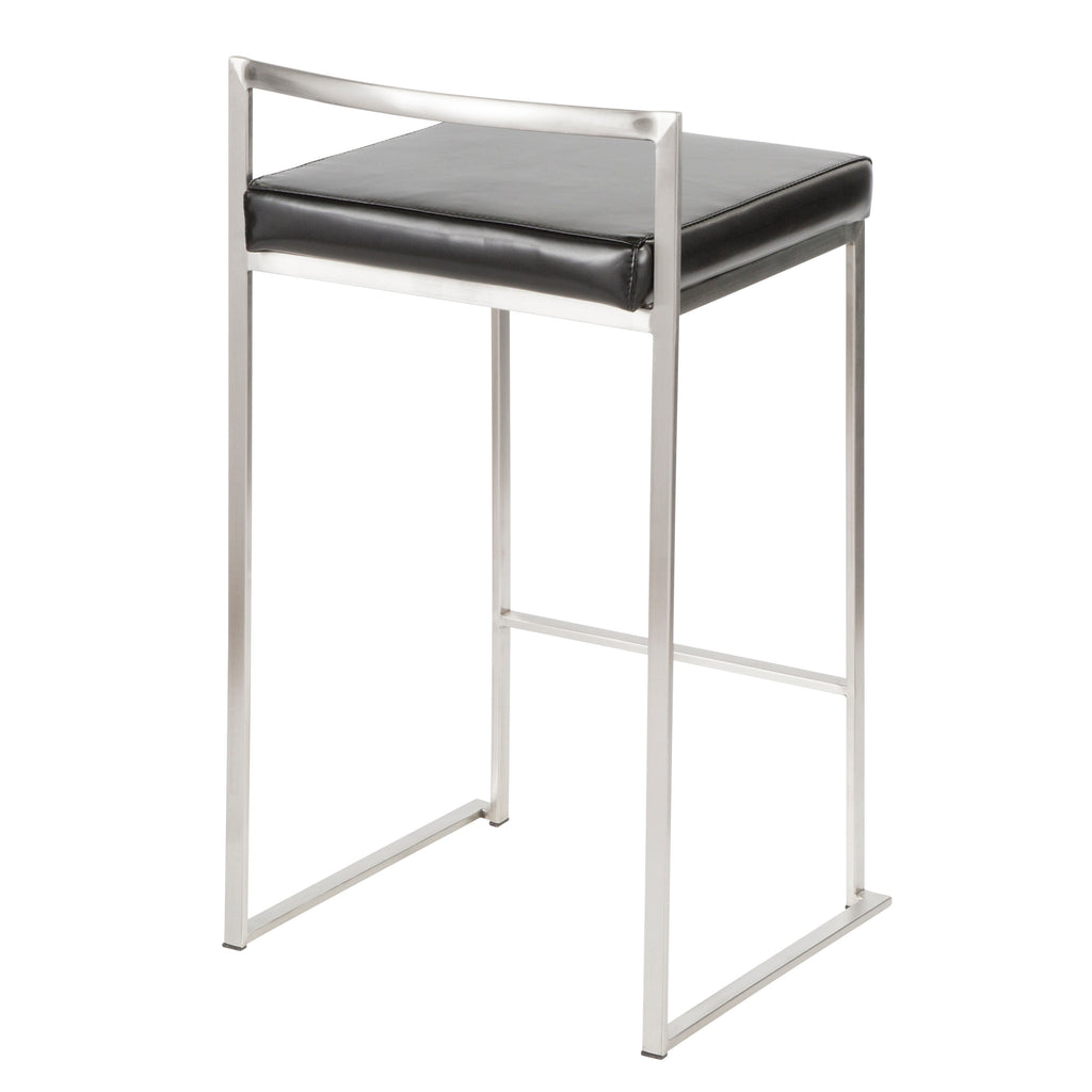 26" Contemporary Stackable Counter Stool in Brushed Stainless Steel