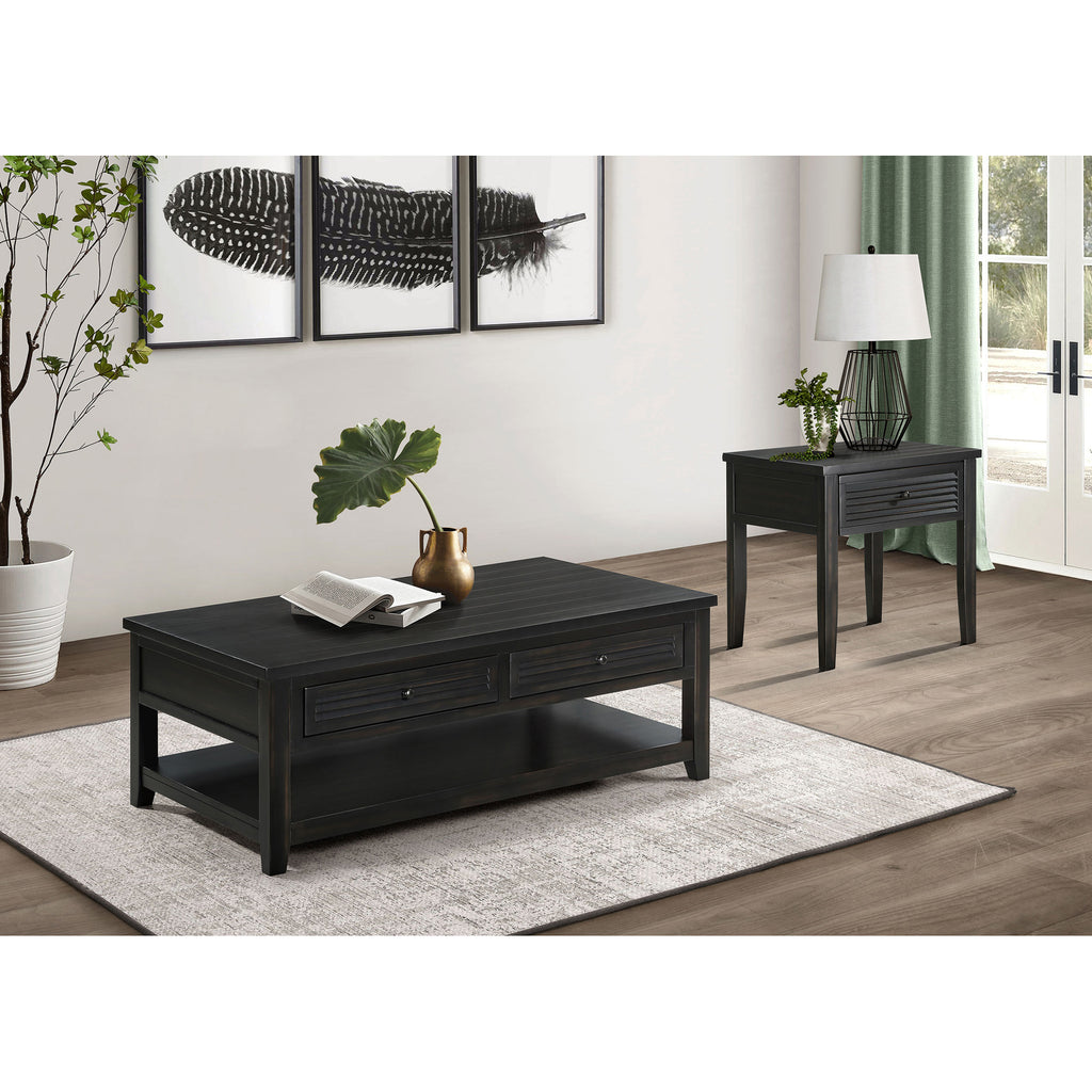 Sutter Distressed Java 2-Drawer Rectangular Coffee Table