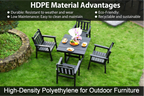 HDPE Outdoor Patio Dining Set with Table and Four Chairs