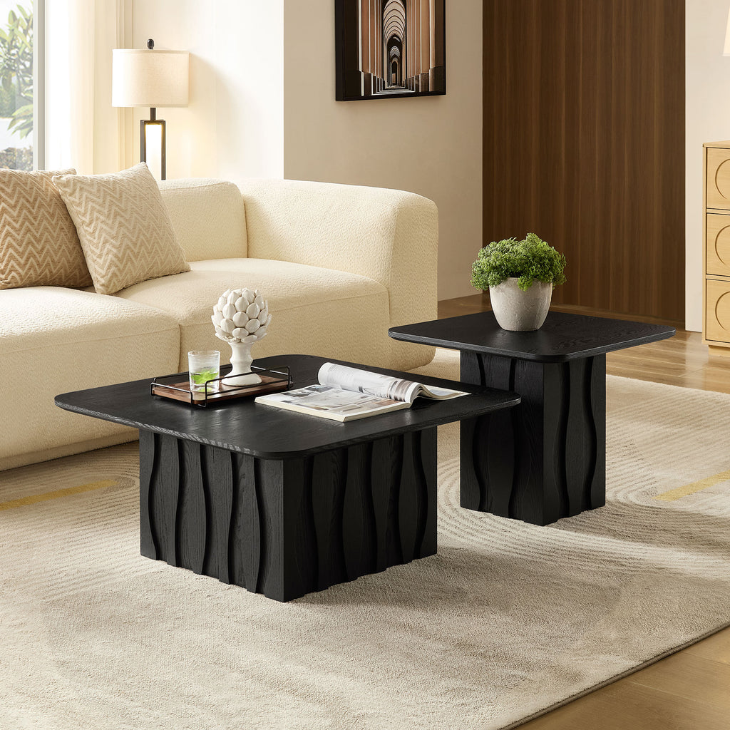 2PCS Nesting Square Coffee Table Set