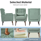 Modern Accent Chair in Light Green Teddy Fabric