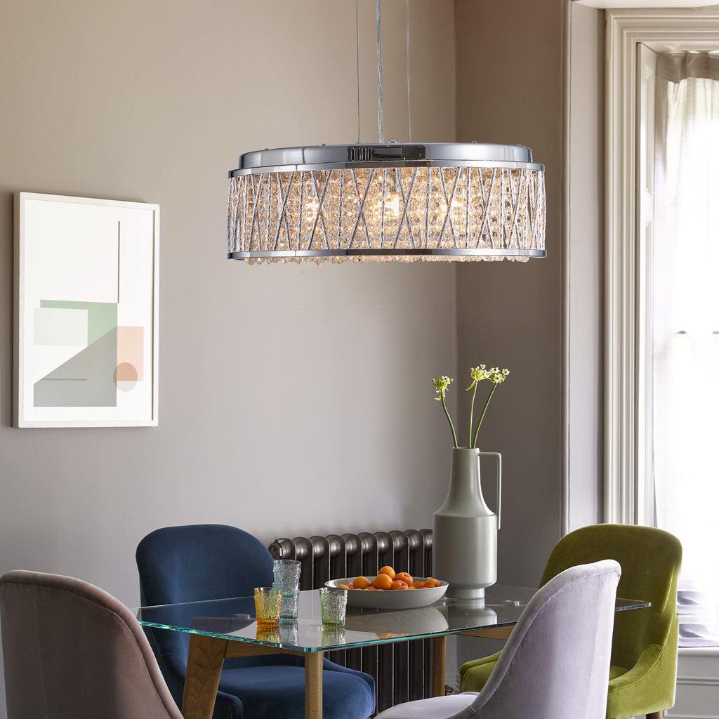 Modern Crystal Chandelier - 19 Inches Round Flush Mount Light