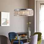 Modern Crystal Chandelier - 19 Inches Round Flush Mount Light