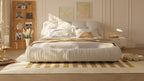 Queen Size Luxury Upholstered Platform Bed with Oversized Padded Backrest