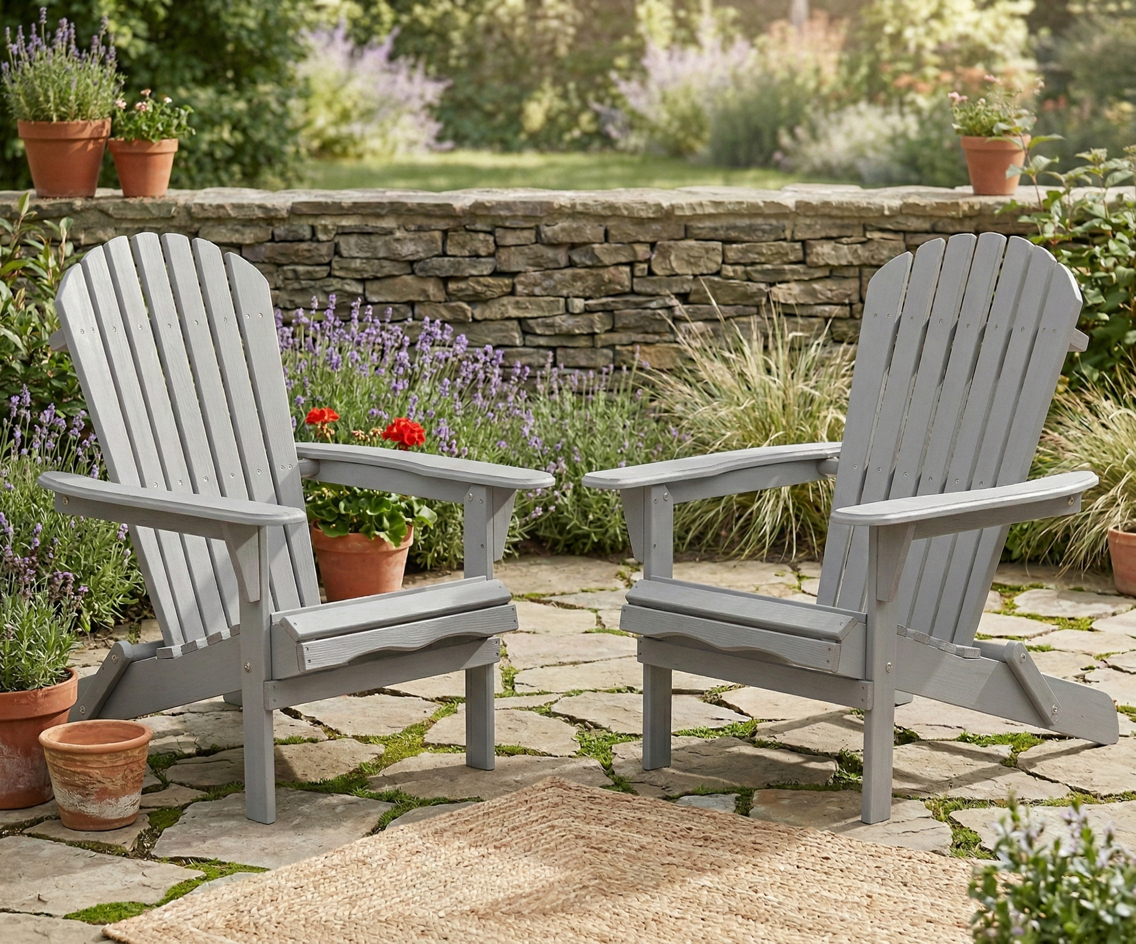 Wood Lounge Patio Chair Set of 2