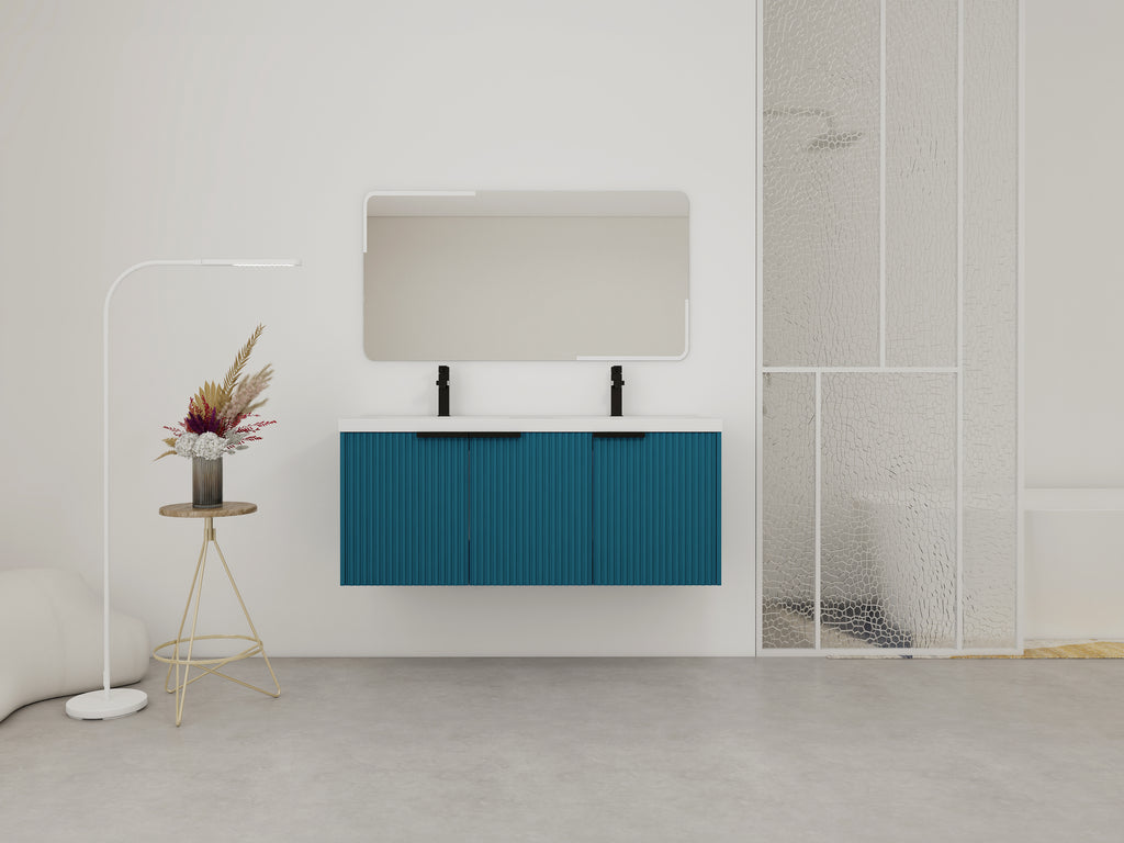 48" Wall Mounted Bathroom Vanity with Resin Double Sink