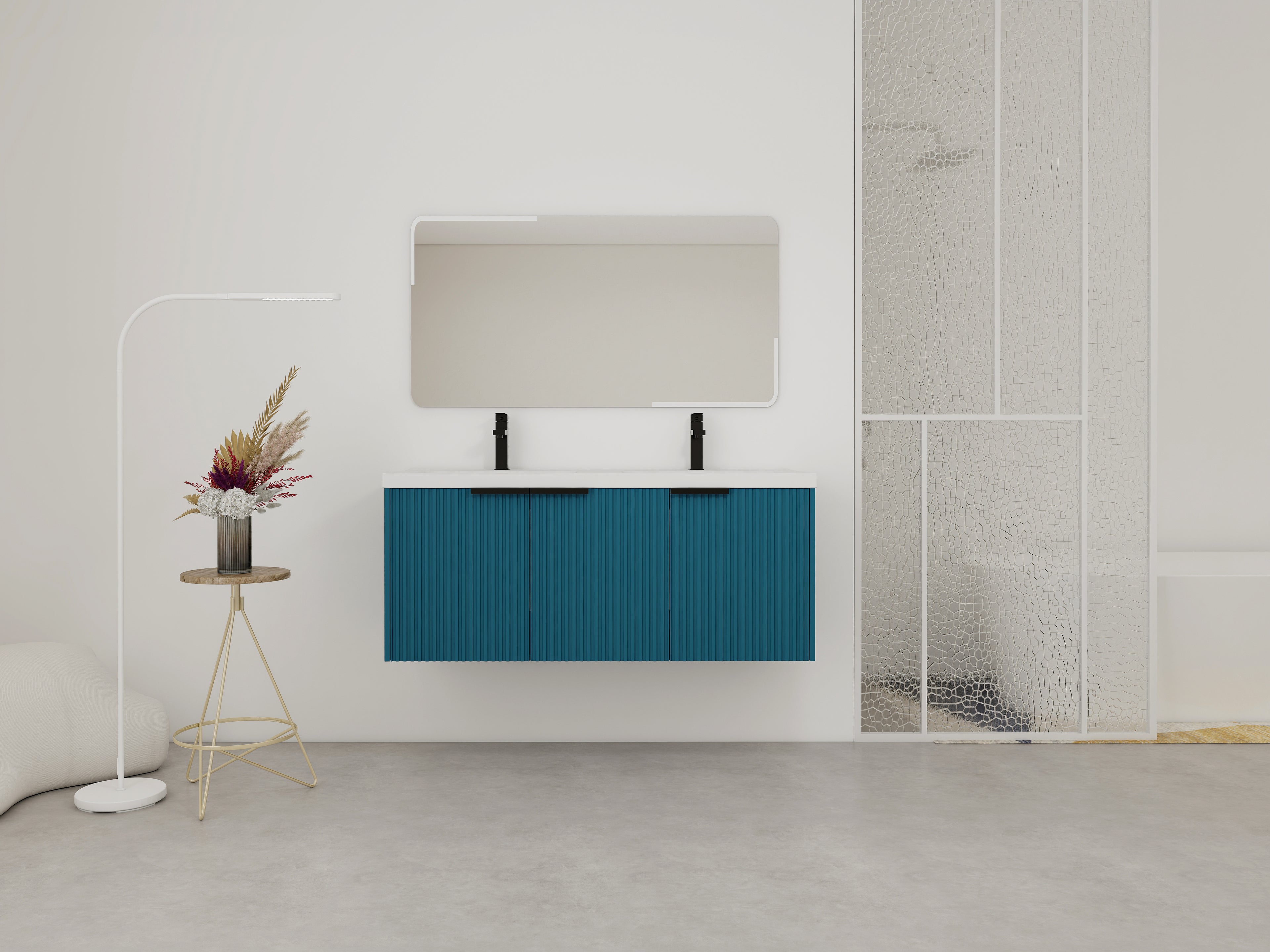48" Wall Mounted Bathroom Vanity with Resin Double Sink