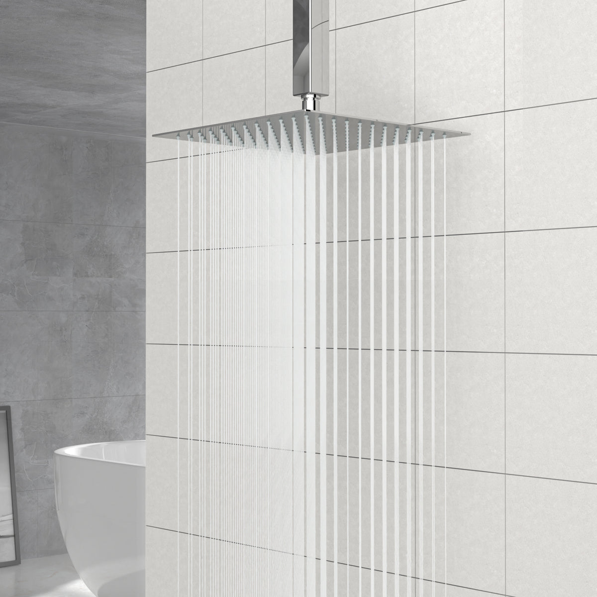 10" Square Rainfall Shower Head, Wall/Ceiling Mounted