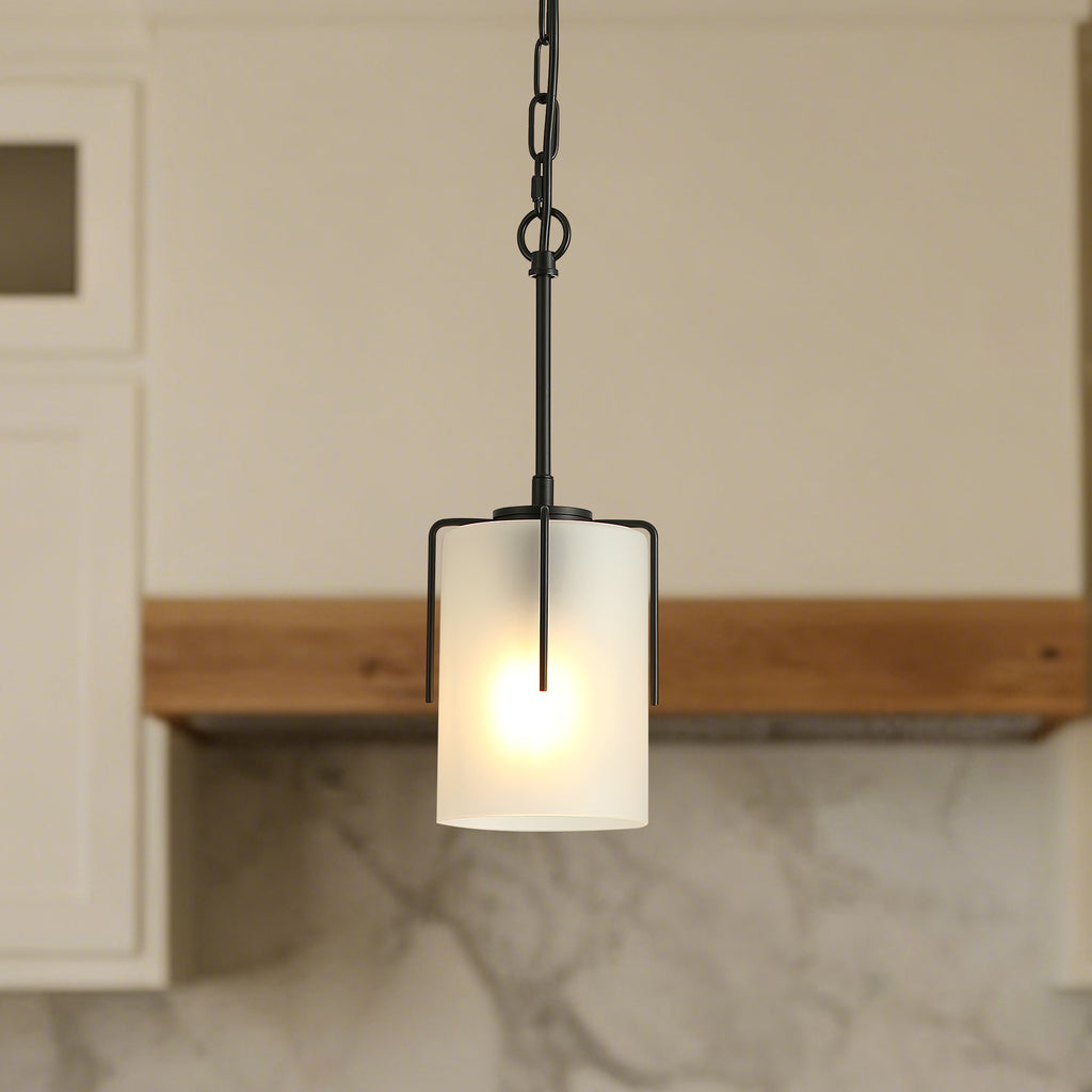 Modern Adjustable Cylindrical Pendant Light, Milky