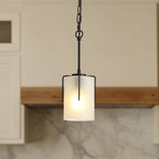 Modern Adjustable Cylindrical Pendant Light, Milky