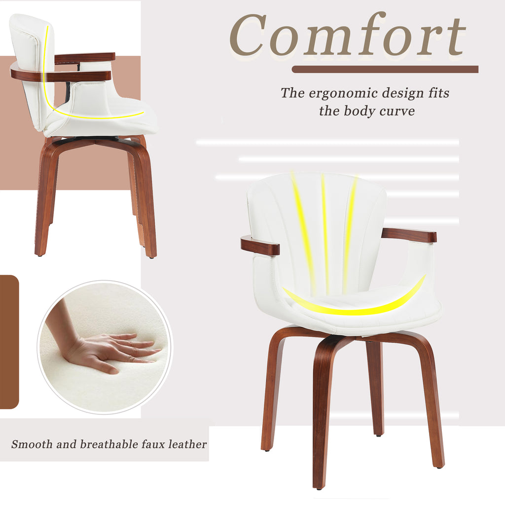 Mid-Century Modern Bentwood Swivel Dining Chairs (Set of 2)
