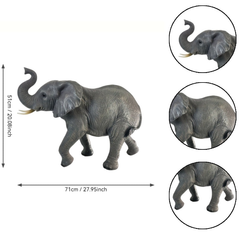 20" Tall Resin Elephant Statue with Raised Trunk