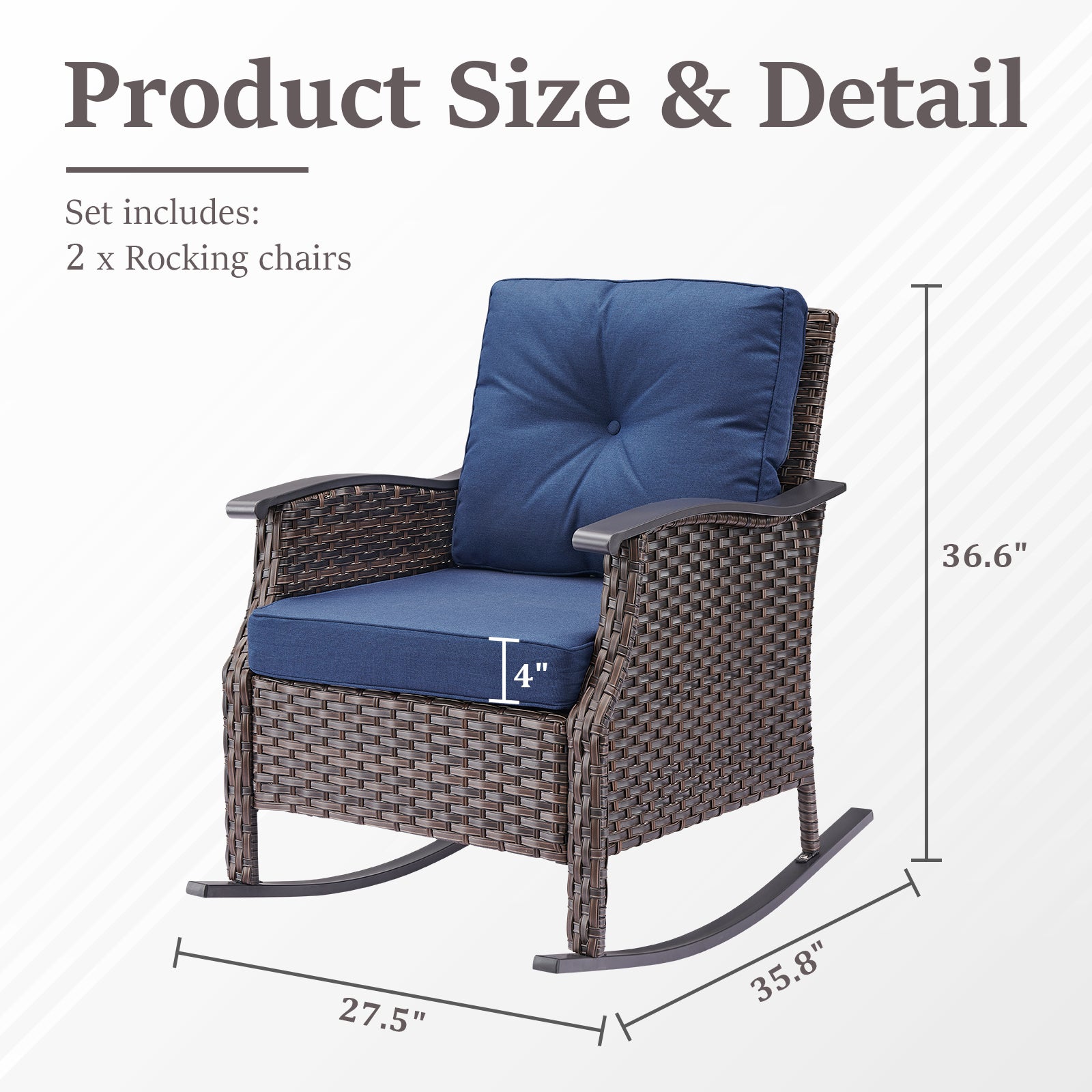 Outdoor Gliding Wicker Chairs Set of 2