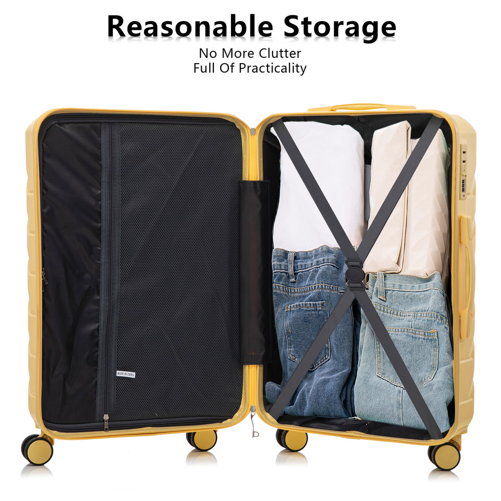 3-Piece ABS Spinner Wheel Luggage Set in Yellow