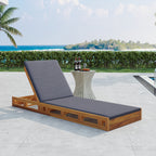Acacia Wood Lounge Chaise Set With Water-Resistant Cushions