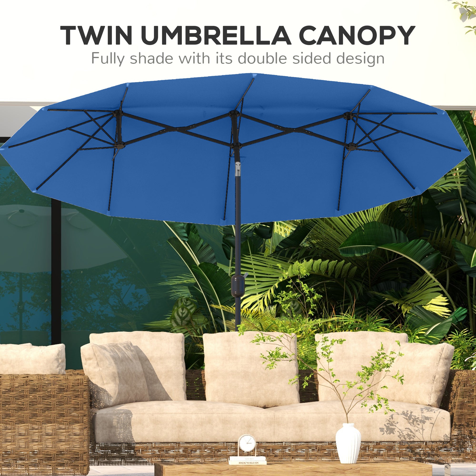 Outsunny 9.5' Double-Sided Patio Umbrella