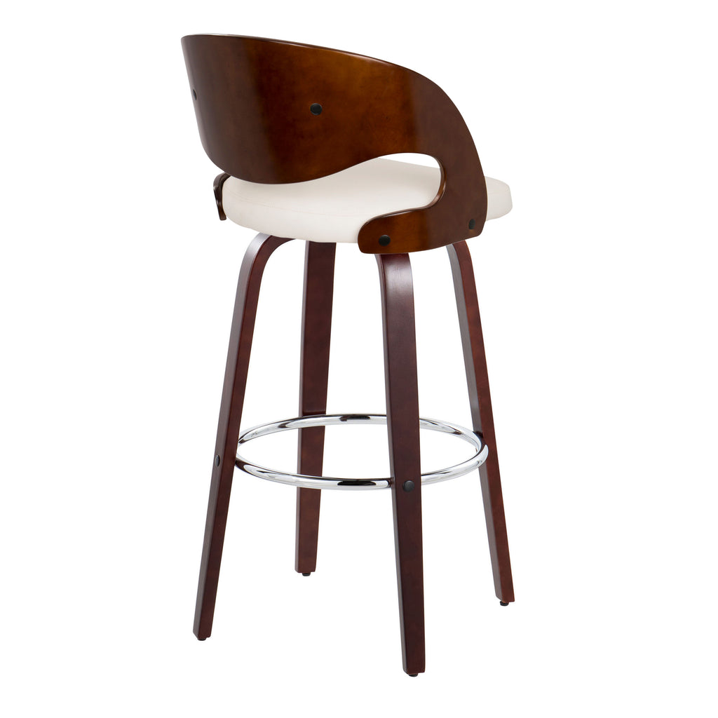 30" Mid-Century Modern Fixed-Height Barstool with Swivel