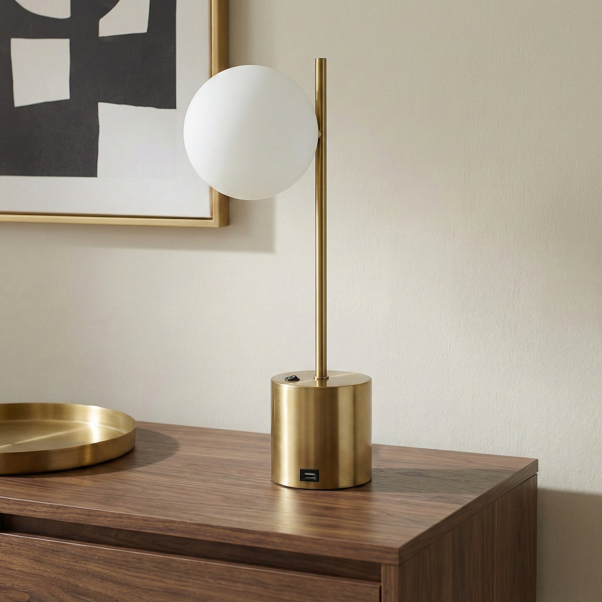 Ethereal Modern Small Brass Table Lamp
