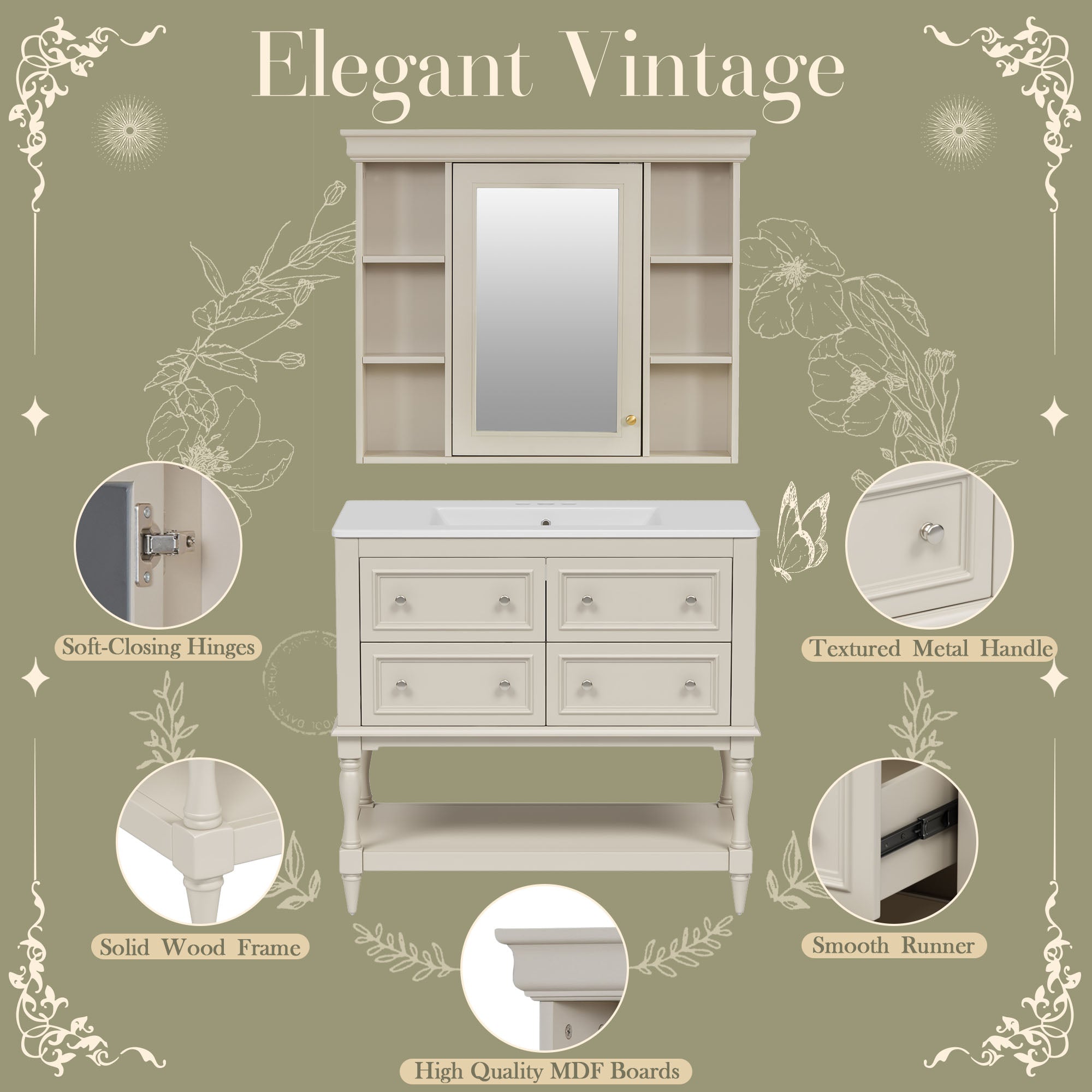 36'' Bathroom Vanity with Medicine Cabinet