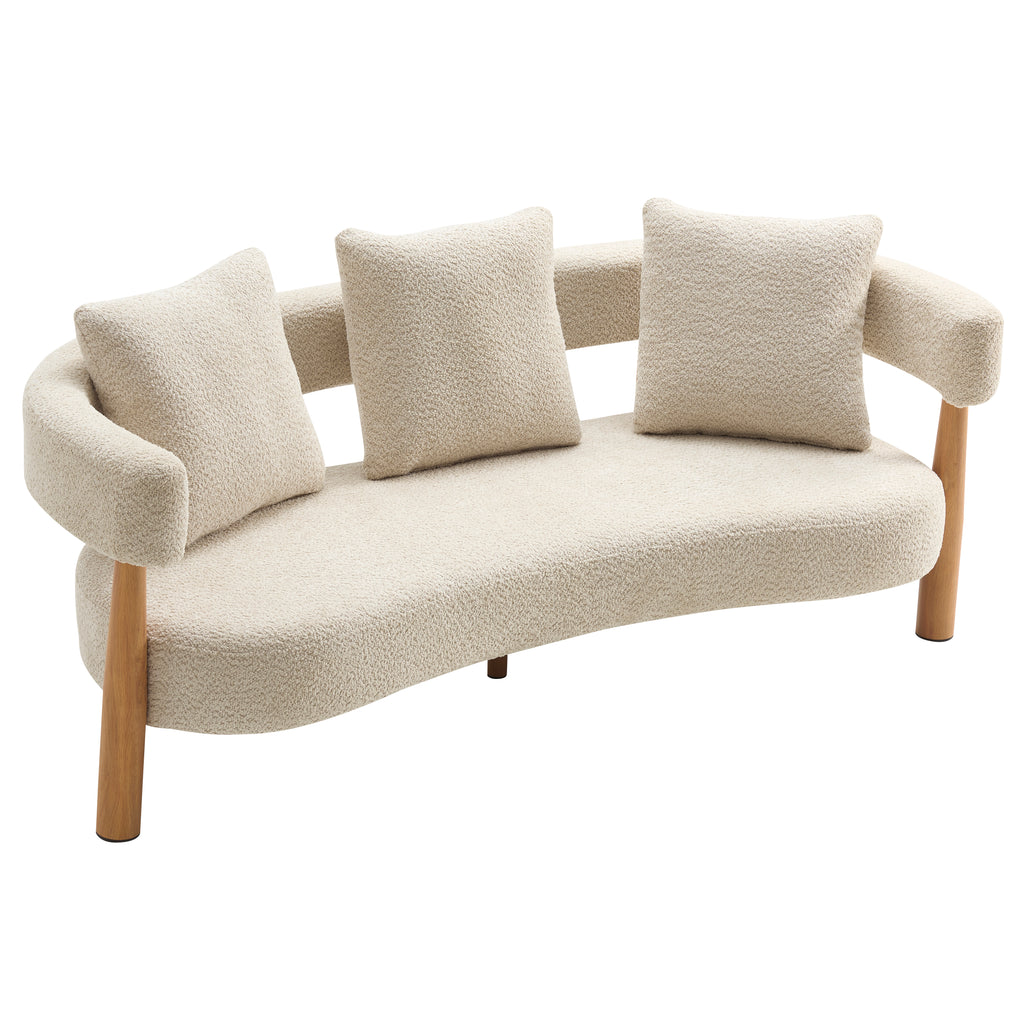 Luxe 76.5 in. Curved 3 Seater Modern Upholstered Boucle Sofa