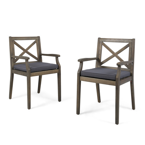 7 Pieces Acacia Wood Outdoor Dining Set with Dark
