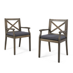 7 Pieces Acacia Wood Outdoor Dining Set with Dark