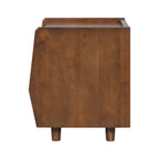 Walnut Nightstand with Rattan Detail