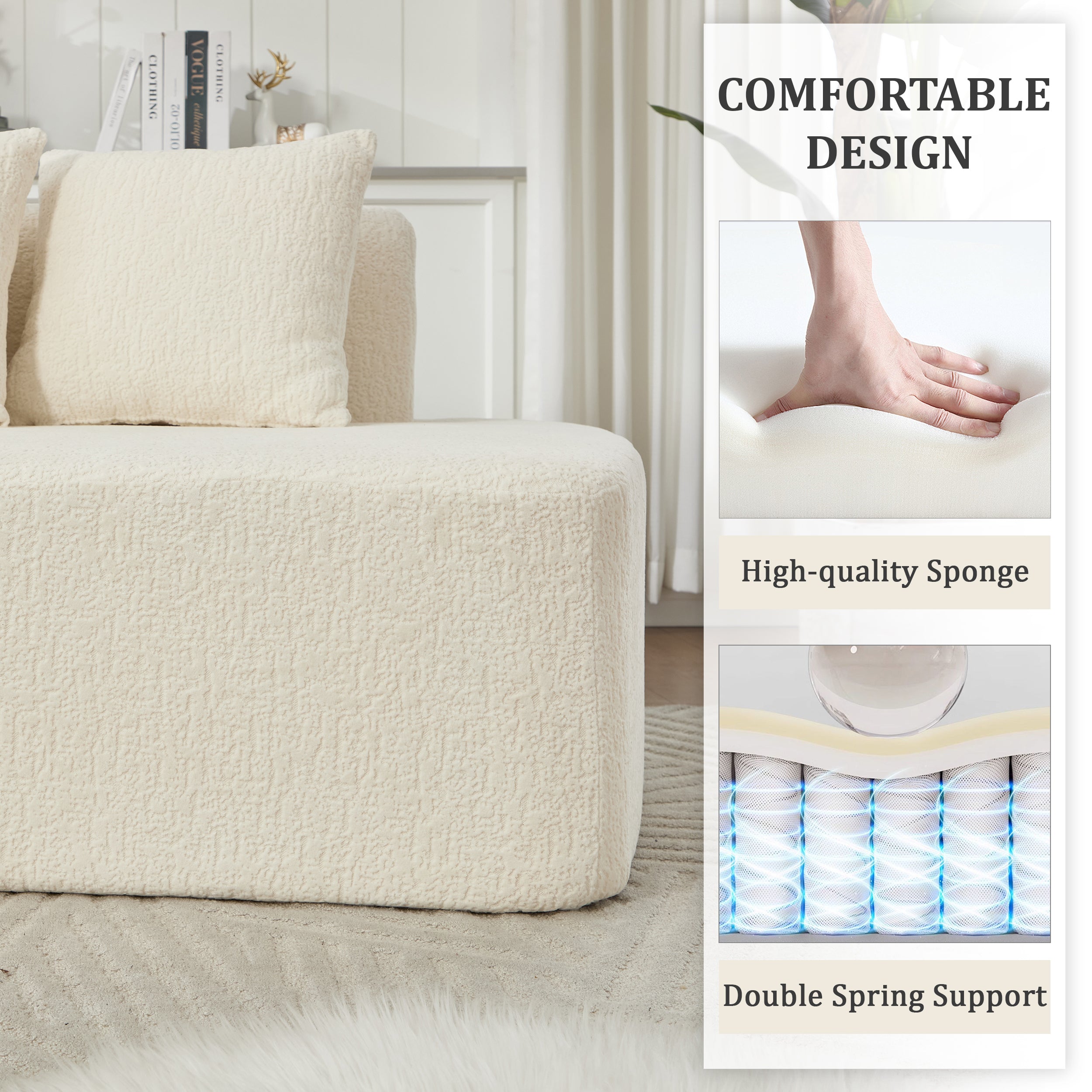 Compression Sectional Couch with Comfy Chaise