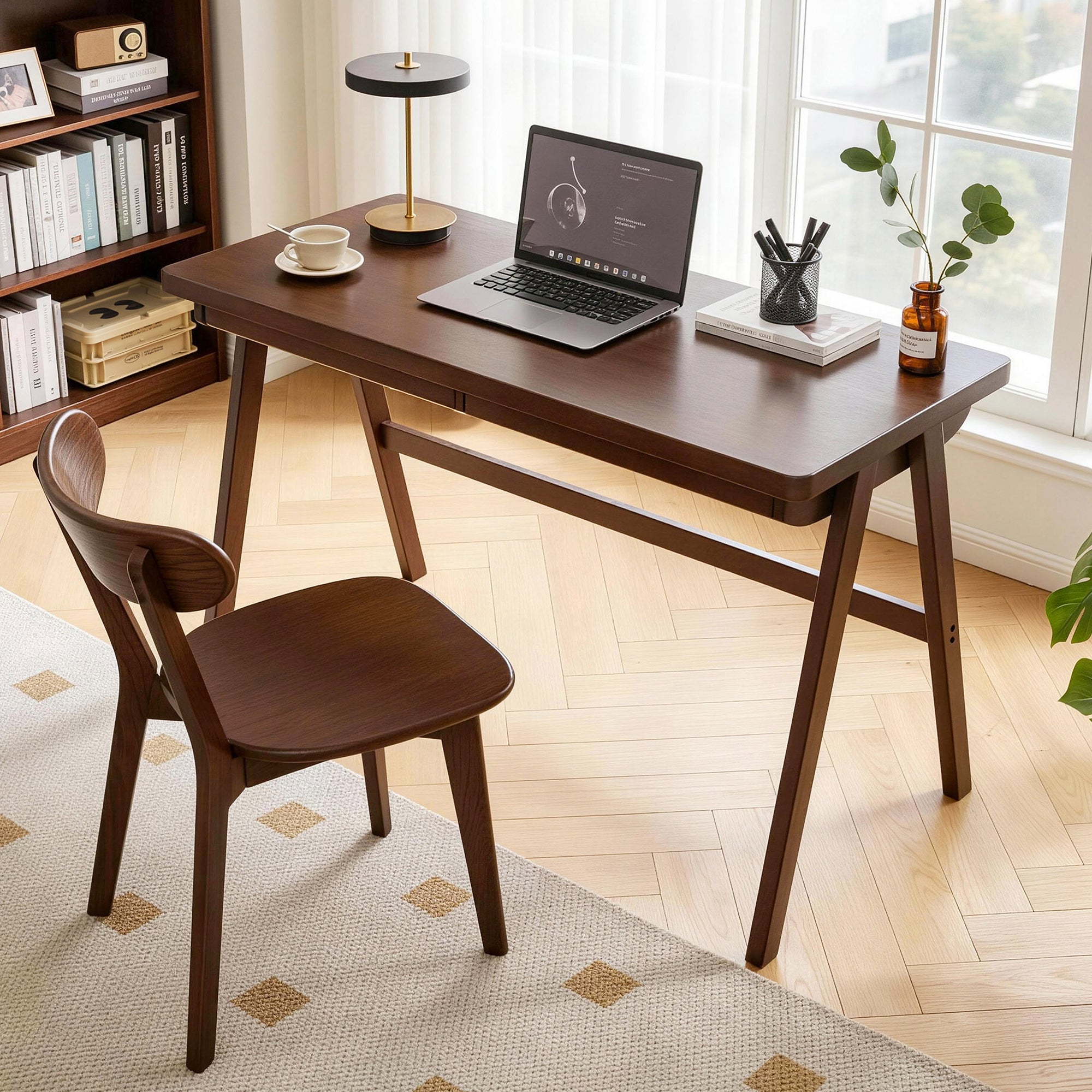 100% Solid Rubber Wood Computer Desk - Retro