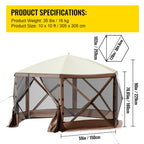Camping Gazebo Tent - 10'x10' Pop-up Canopy