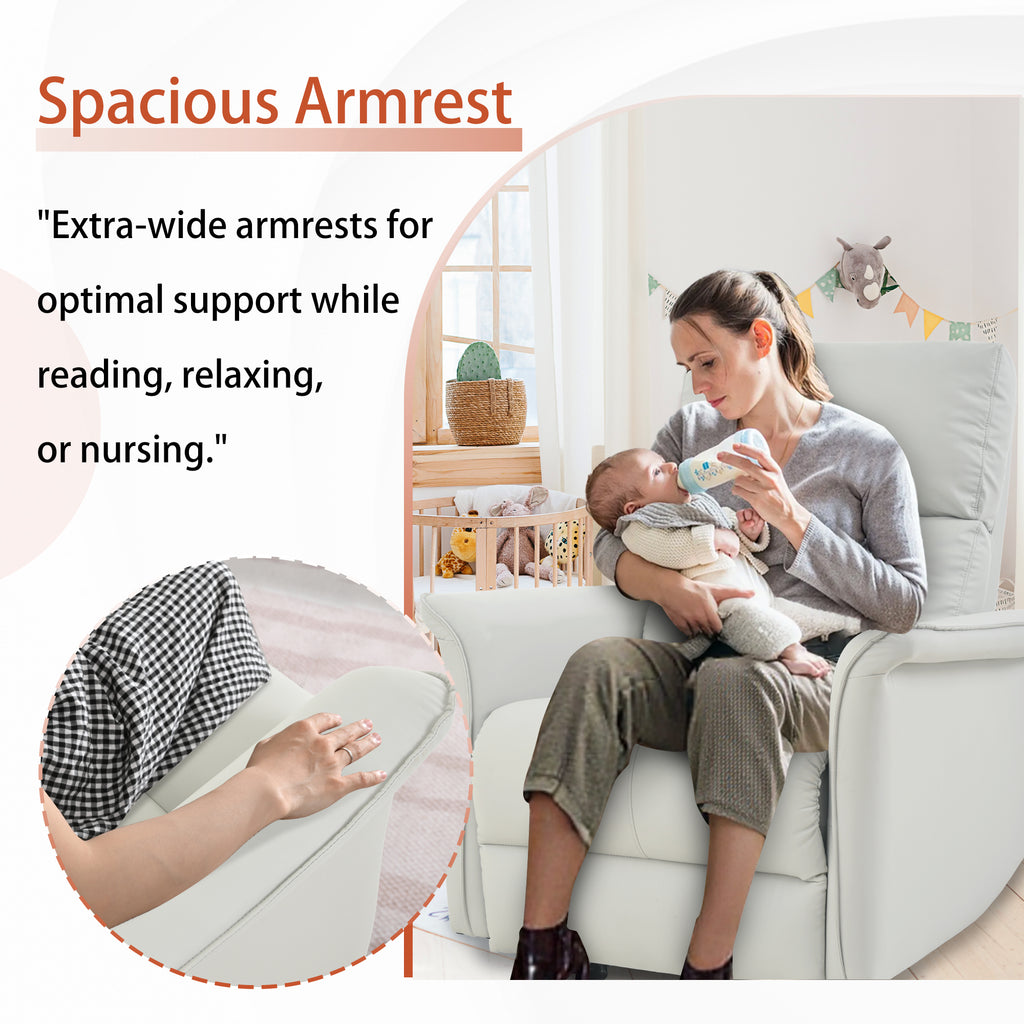 Manual Rocker Recliner Chair for Adults - PU Light Gray