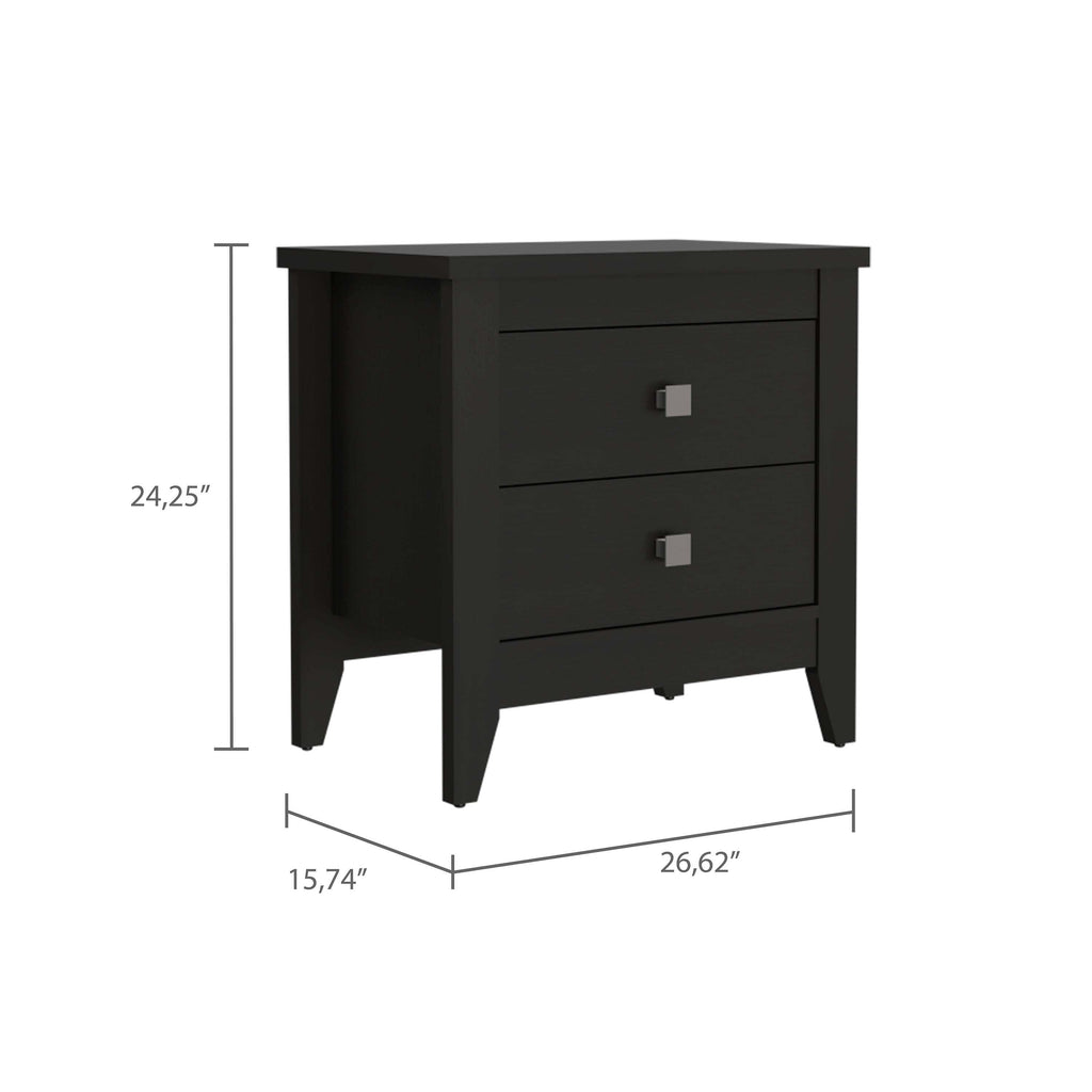 Breeze Four-Legged Modern Bedroom Nightstand with Two Drawers