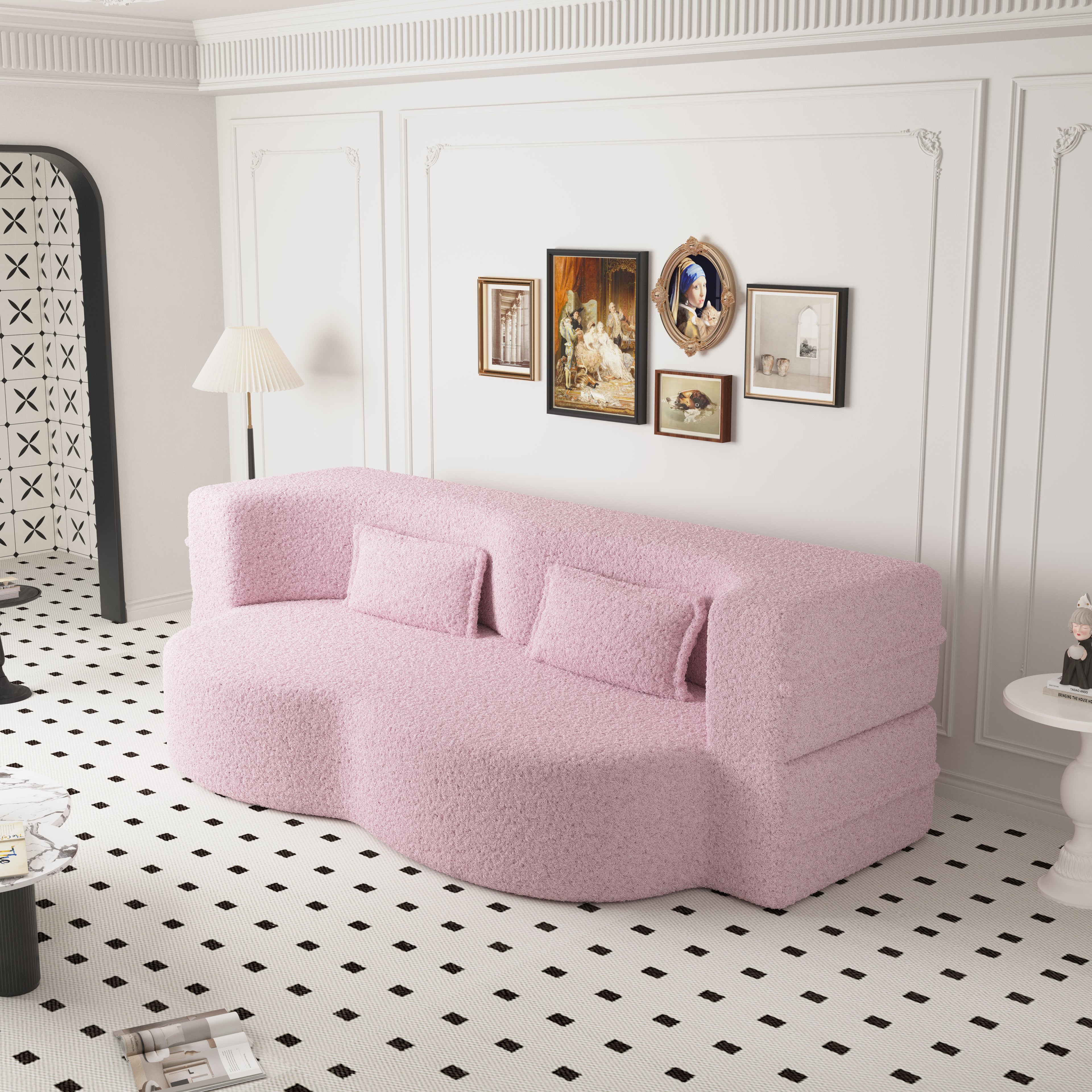 Modern Floor Sofa With 2 Pillows